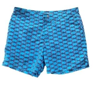 Goodfellow turquoise pink fish print mesh lined swim shorts 34W